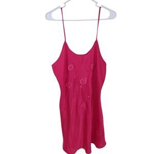 Vintage Inner Most Red Slip‎ Dress Nightgown Hearts Valentine's Day Romantic